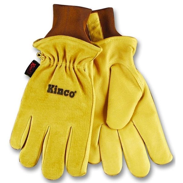 Heatkeep Protective Gloves, Men's, L, 13 in L, Keystone Thumb, Knit Wrist Cuff, Pigskin Leather, Gold 94HK-L